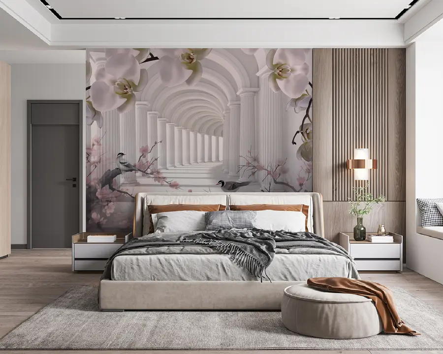 wall murals Предиван тунел са птицама и орхидејима u94513