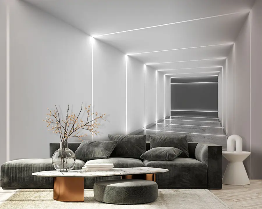 wall murals Бели тунел са полираном бетонском под u95075