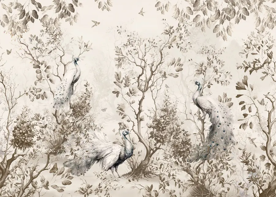 wall murals Башта са крхким птицама, пауновима u94850