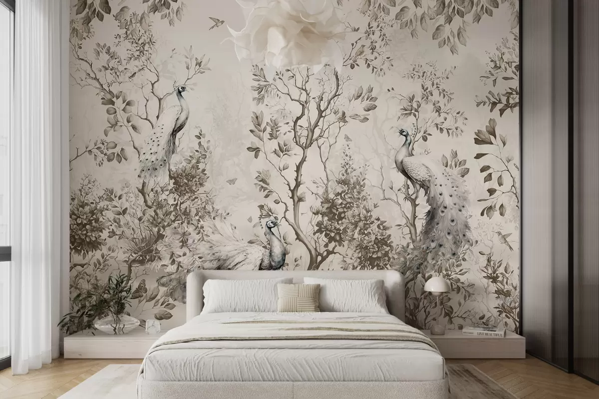 wall murals Башта са крхким птицама, пауновима u94850