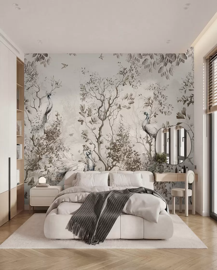wall murals Башта са крхким птицама, пауновима u94850
