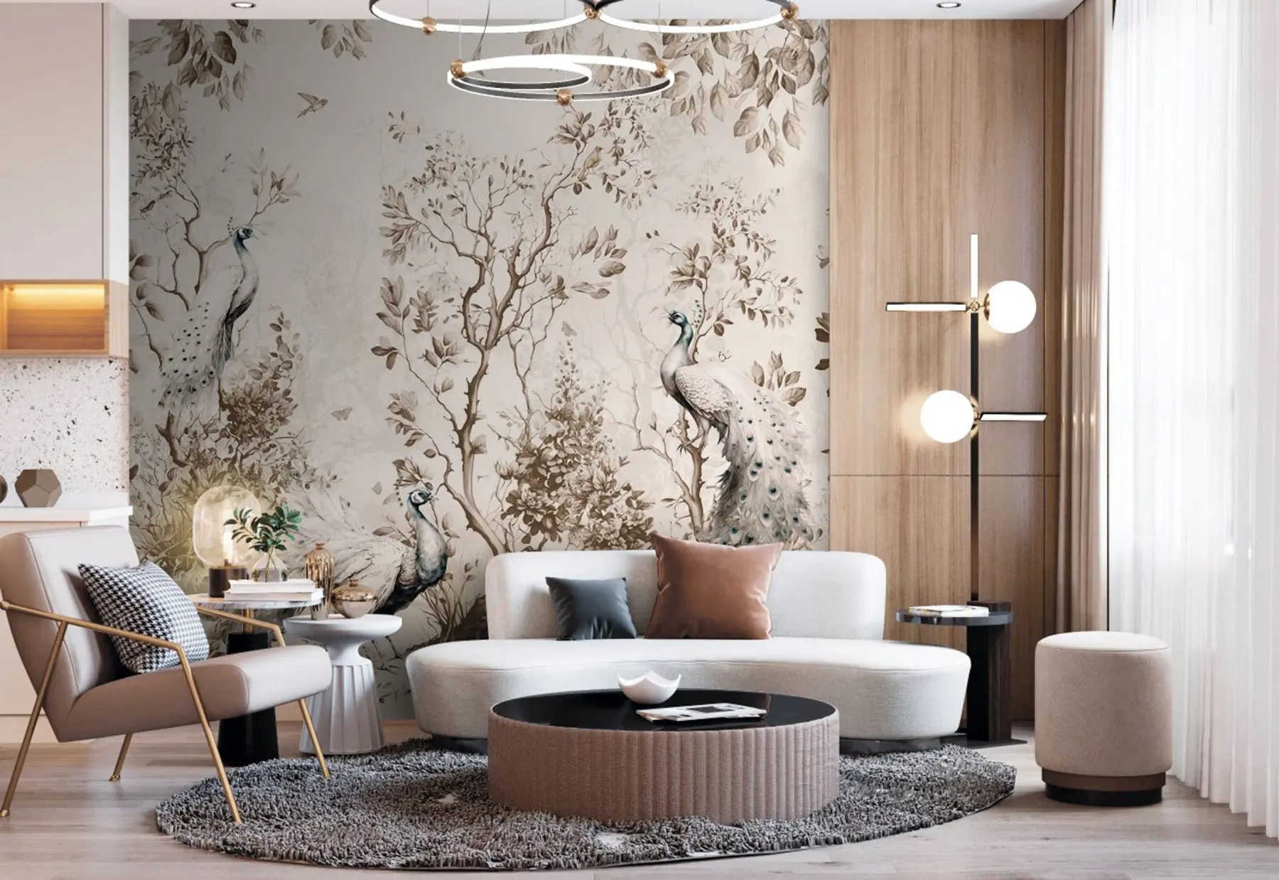 wall murals Башта са крхким птицама, пауновима u94850