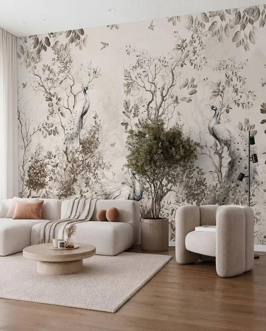 wall murals Башта са крхким птицама, пауновима u94850