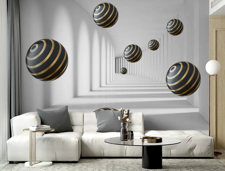 wall murals 3д апстрактни тунел са лоптама u95356
