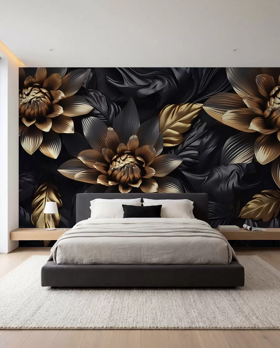 wall murals Црно волуминозно цвеће u95244