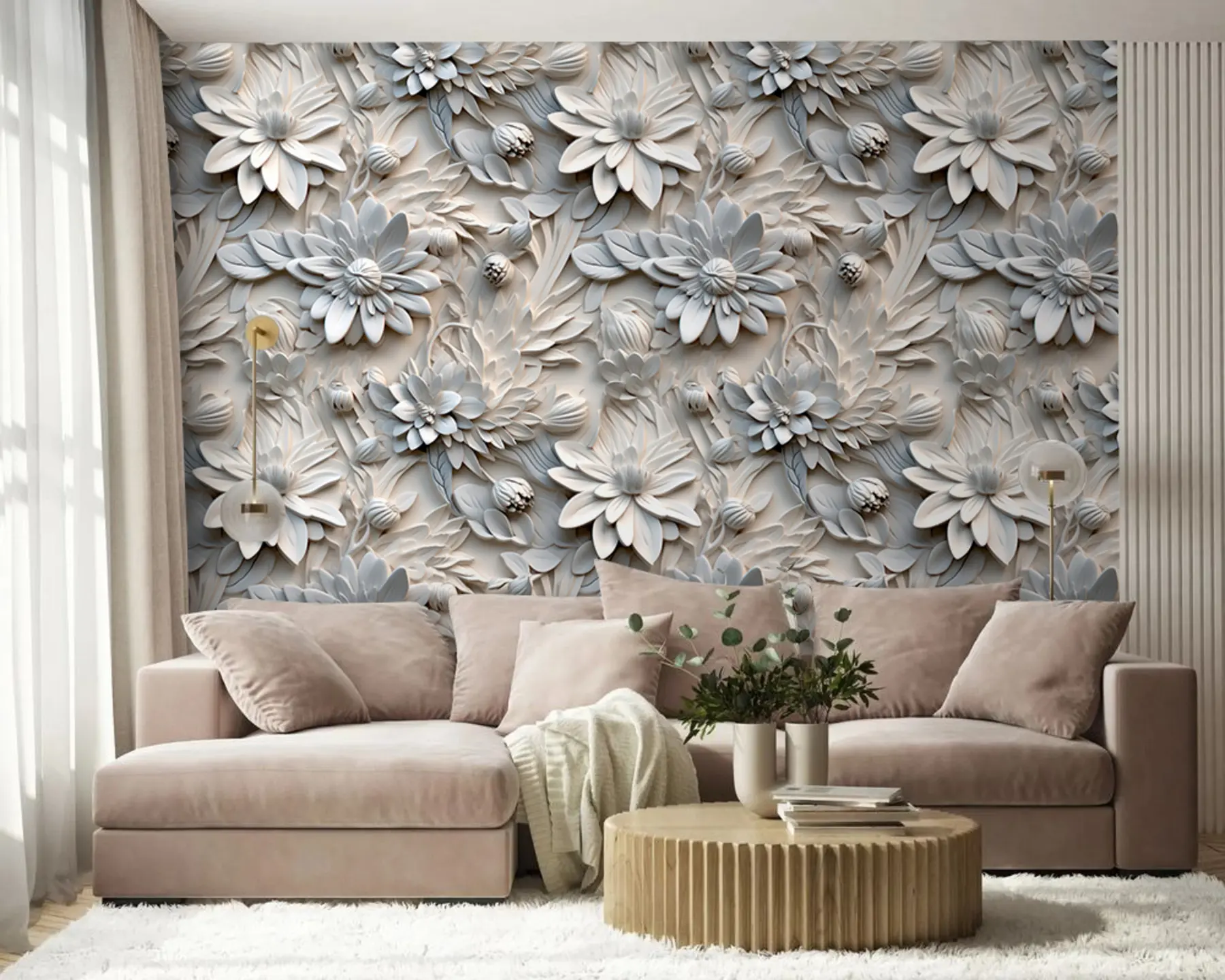 wall murals Волуметрић 3Д цвеће у светлошима u95589
