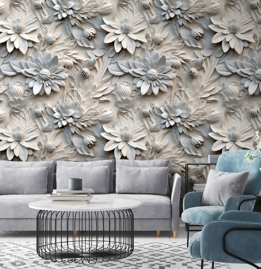 wall murals Волуметрић 3Д цвеће у светлошима u95589