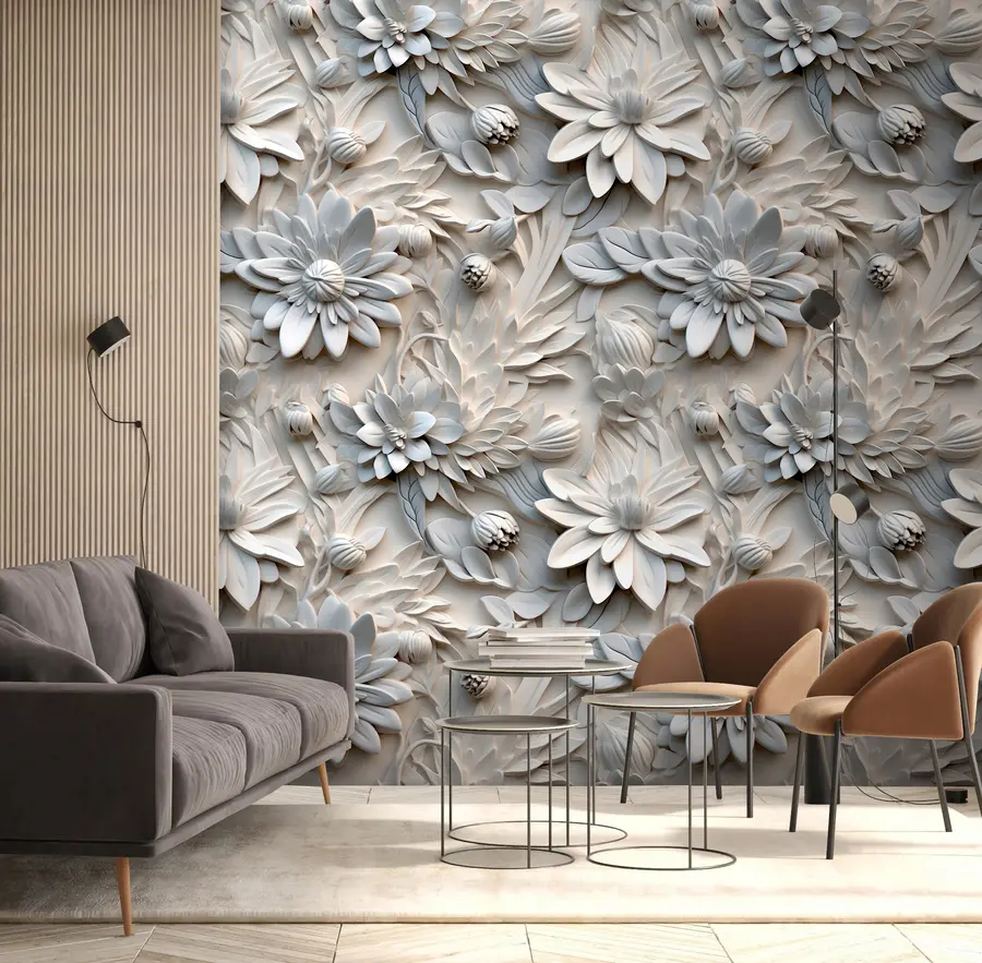 wall murals Волуметрић 3Д цвеће у светлошима u95589