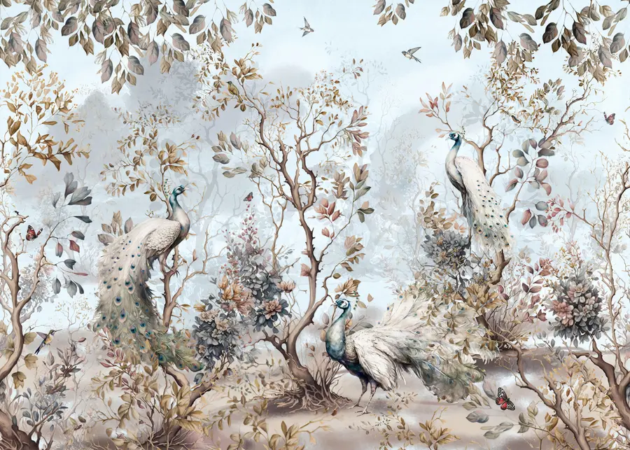 wall murals Цхиноисерие кинески стил биљке и паун u94849