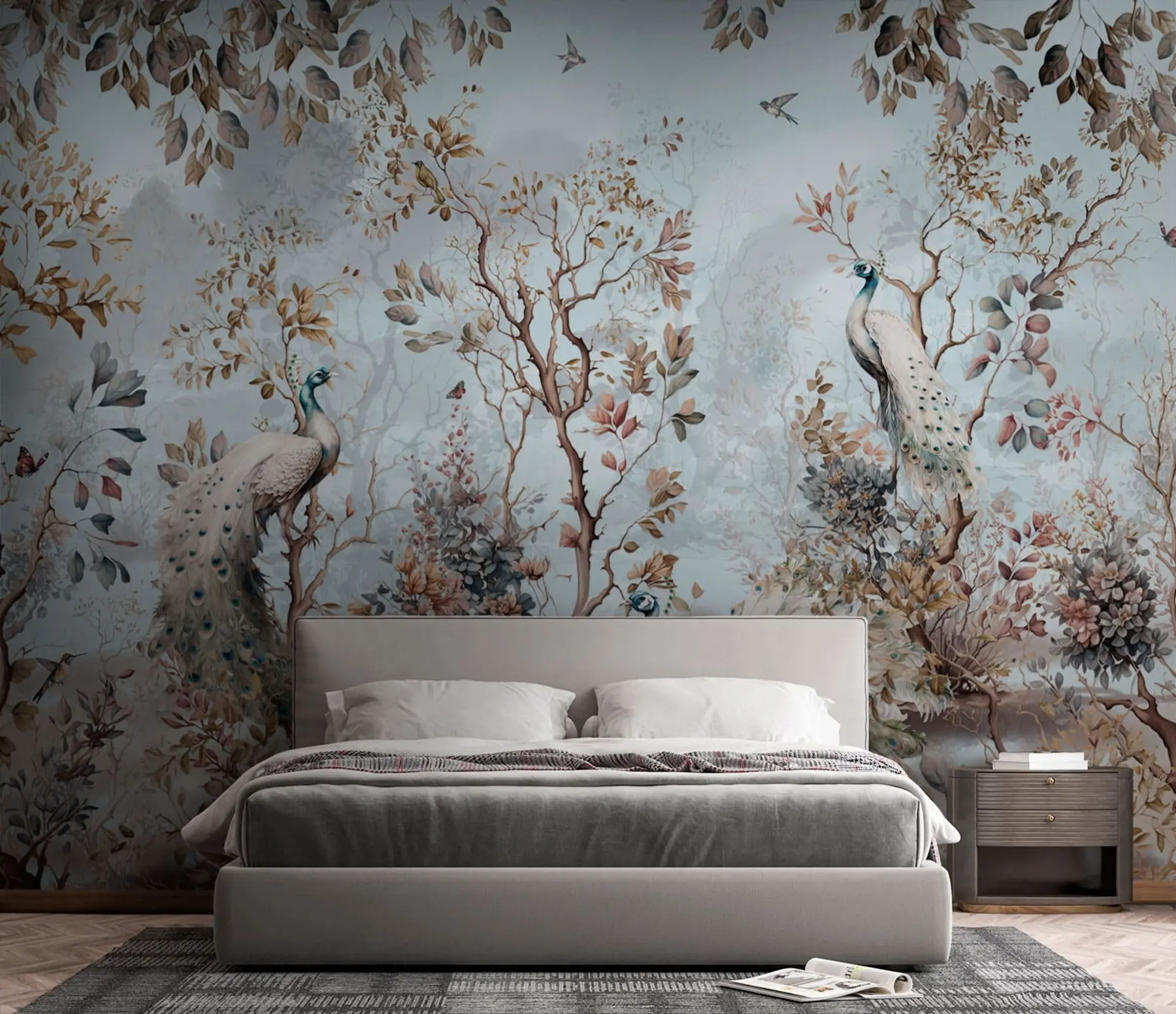 wall murals Цхиноисерие кинески стил биљке и паун u94849