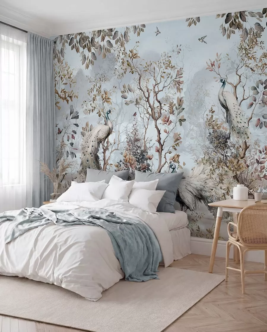 wall murals Цхиноисерие кинески стил биљке и паун u94849