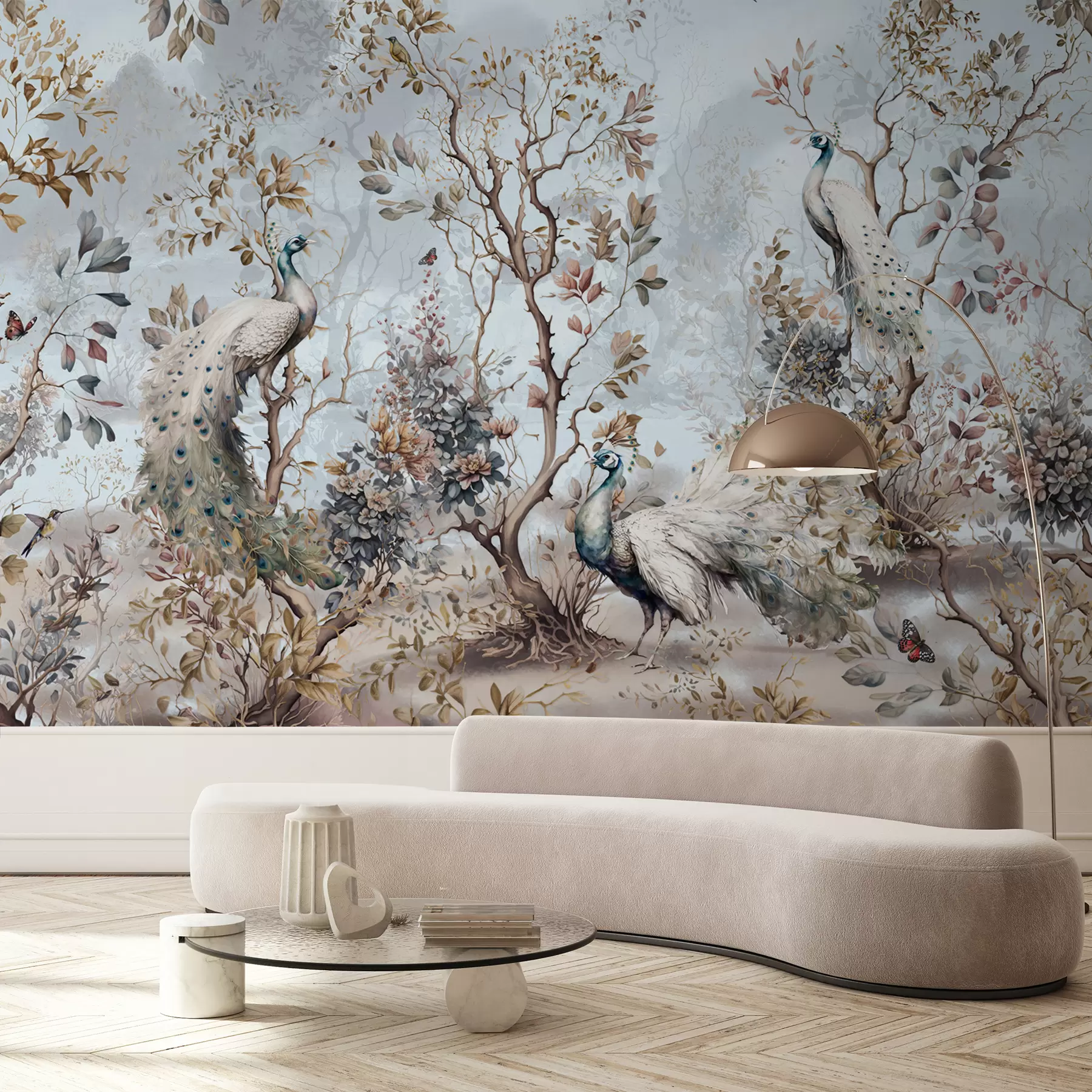 wall murals Цхиноисерие кинески стил биљке и паун u94849