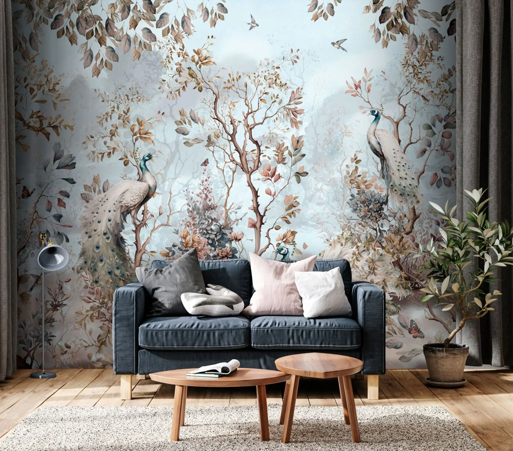 wall murals Цхиноисерие кинески стил биљке и паун u94849