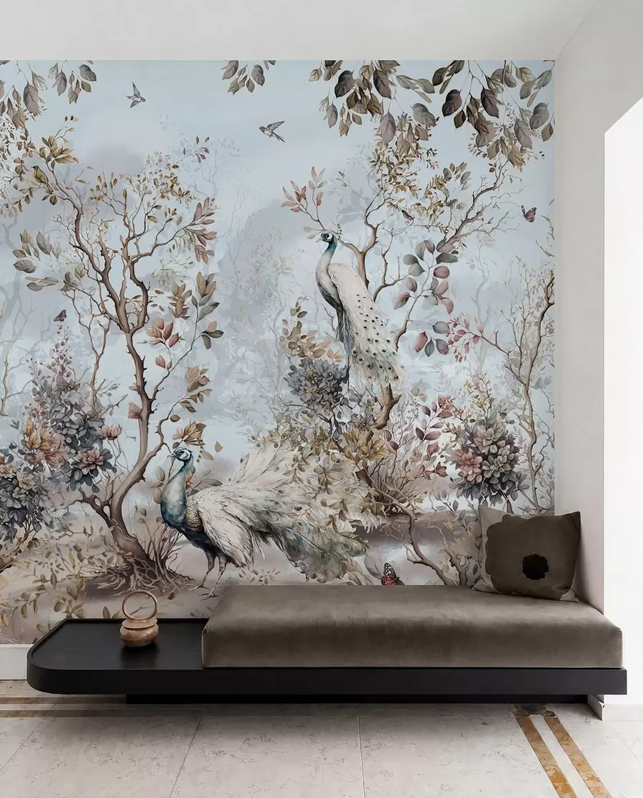 wall murals Цхиноисерие кинески стил биљке и паун u94849