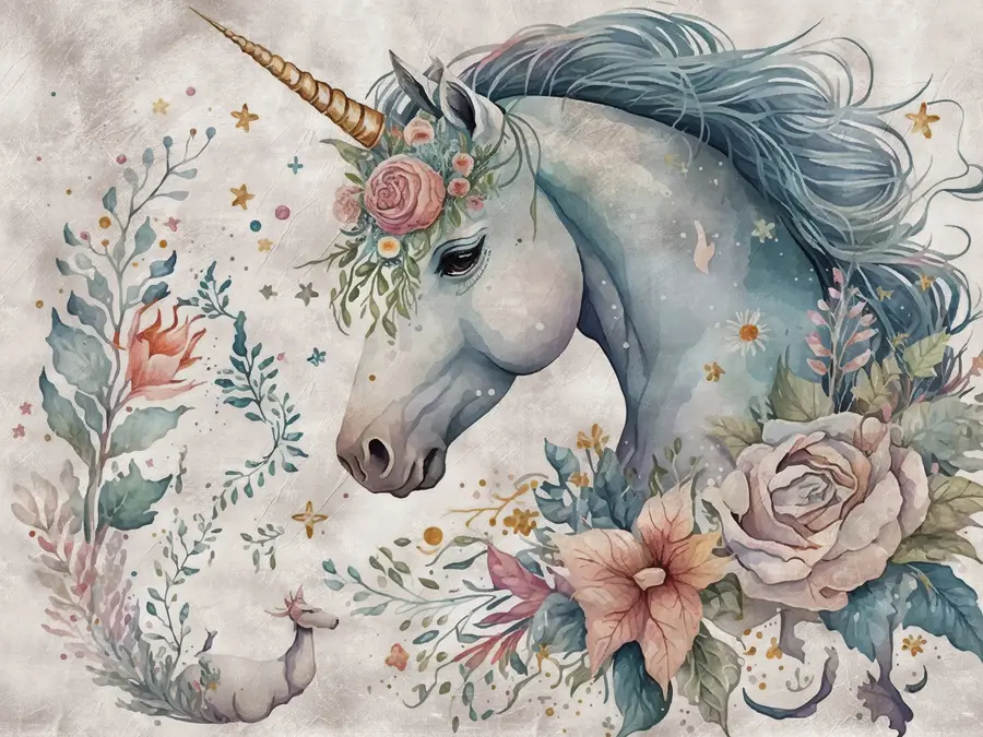 wall murals Једнорог у цвећу u95404