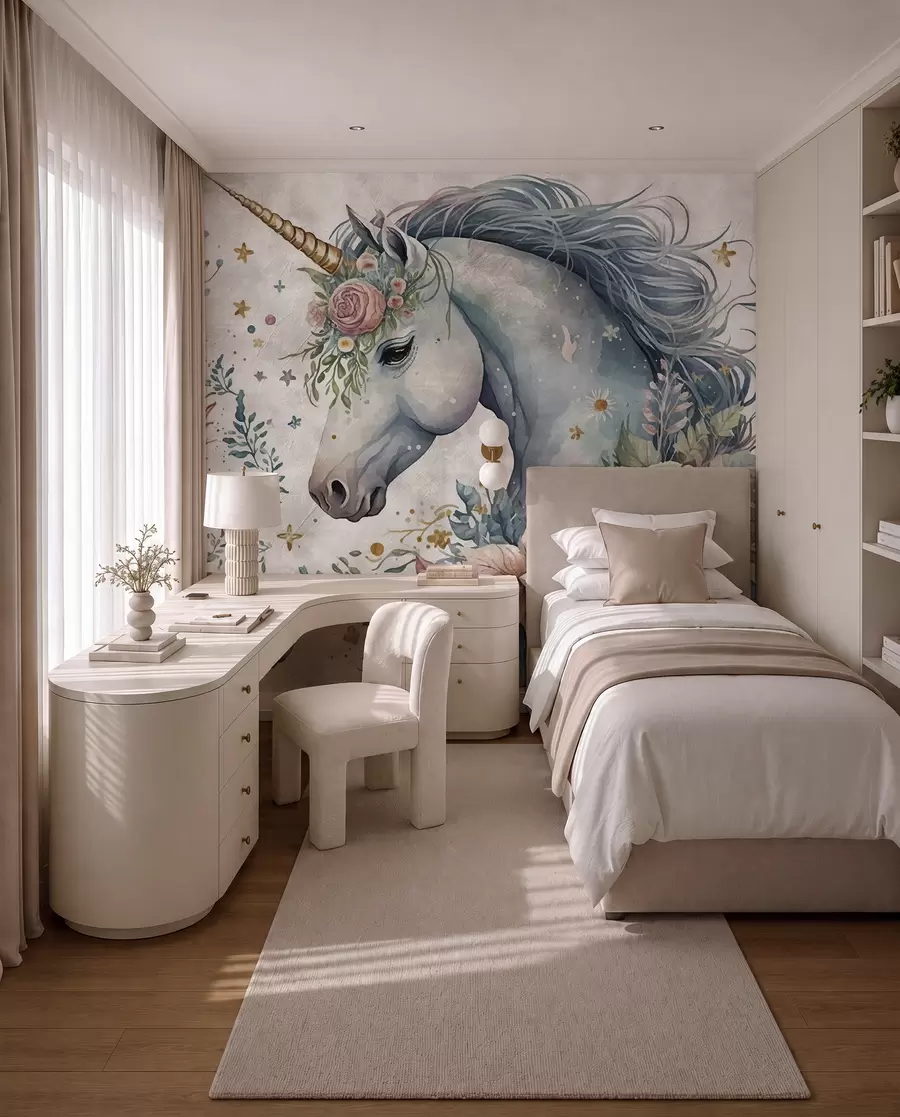 wall murals Једнорог у цвећу u95404