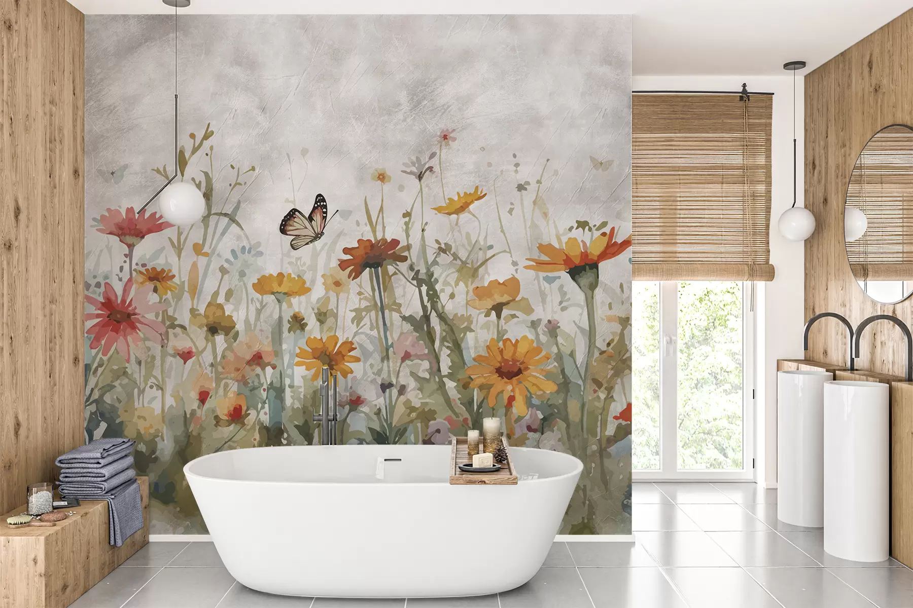 wall murals Водене плоче и лептири u95406