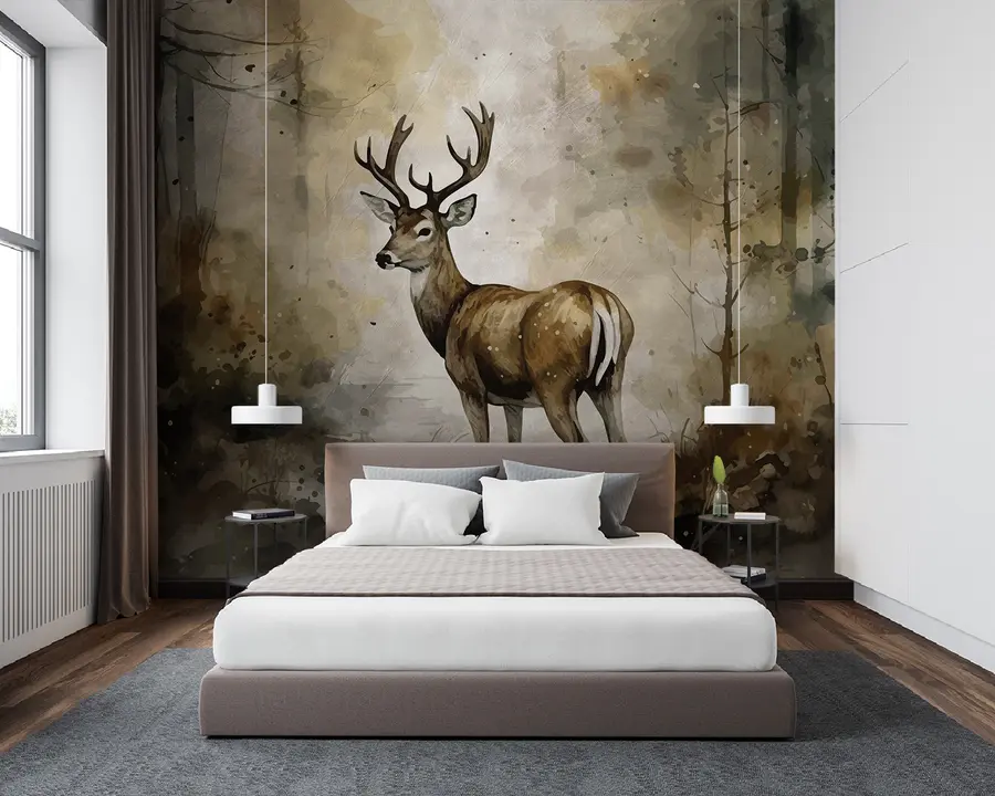 wall murals Ручно нацртано јелена у шуми u95410
