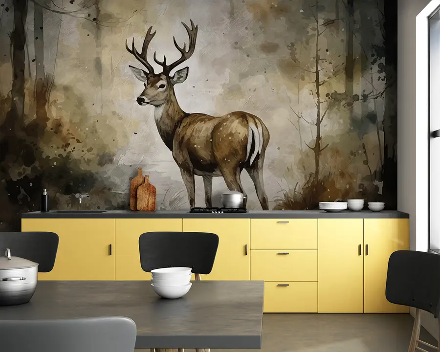 wall murals Ручно нацртано јелена у шуми u95410