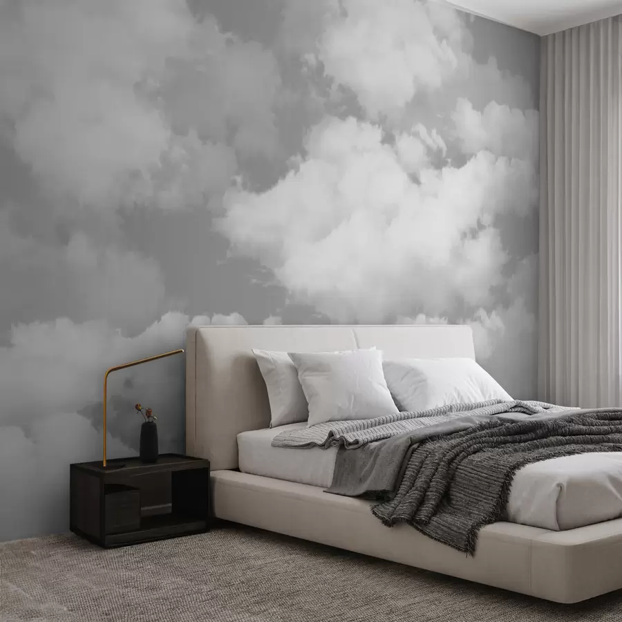 wall murals Бијели облаци на сивом небу нови су тренд у унутрашњости u94178
