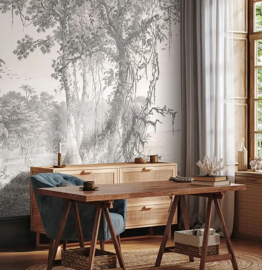 wall murals Шумски пејзаж са винтаге стилом u95795