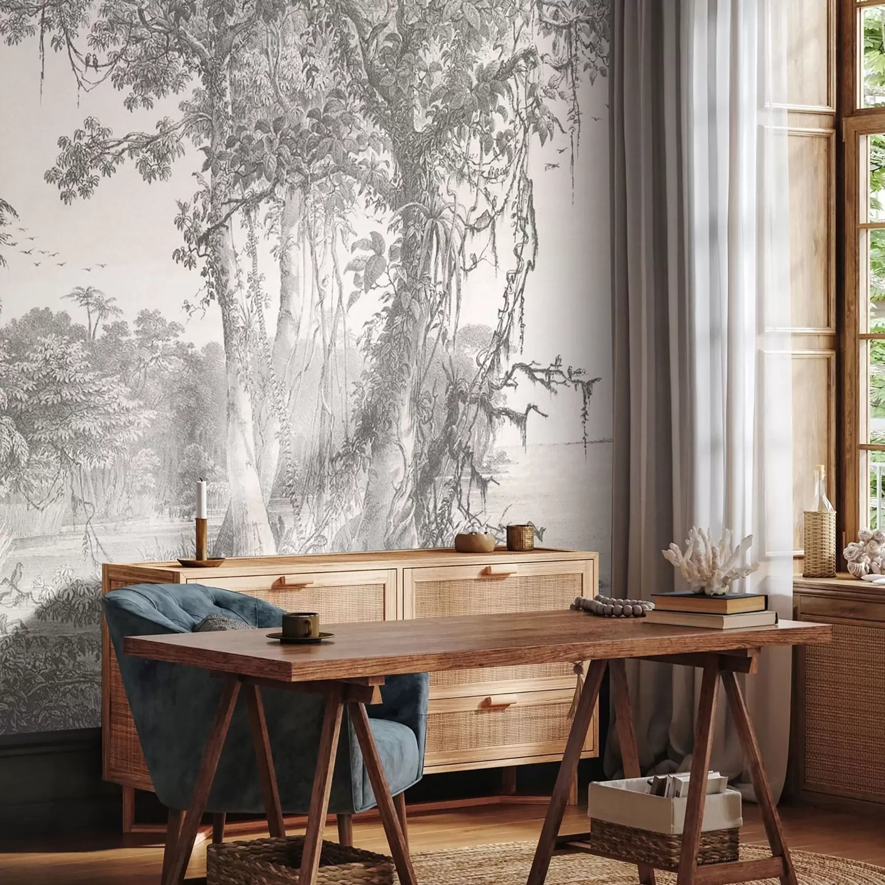 wall murals Шумски пејзаж са винтаге стилом u95795