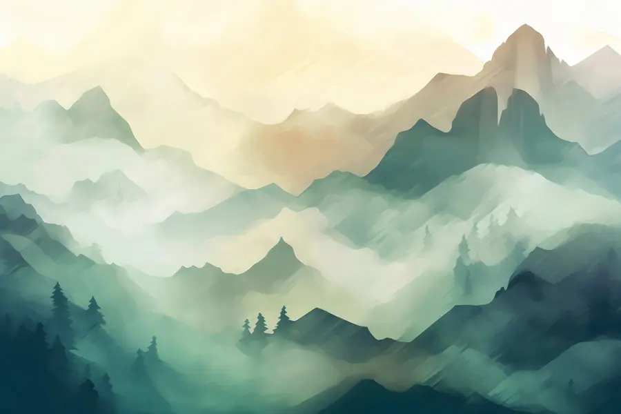 wall murals Планине у магленој шуми u95994