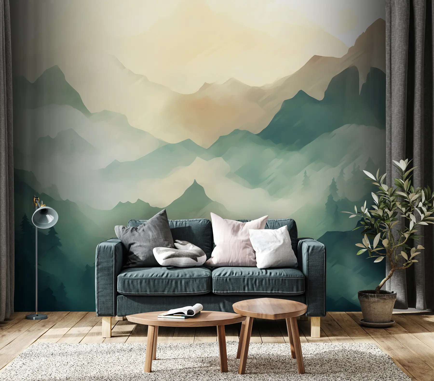 wall murals Планине у магленој шуми u95994