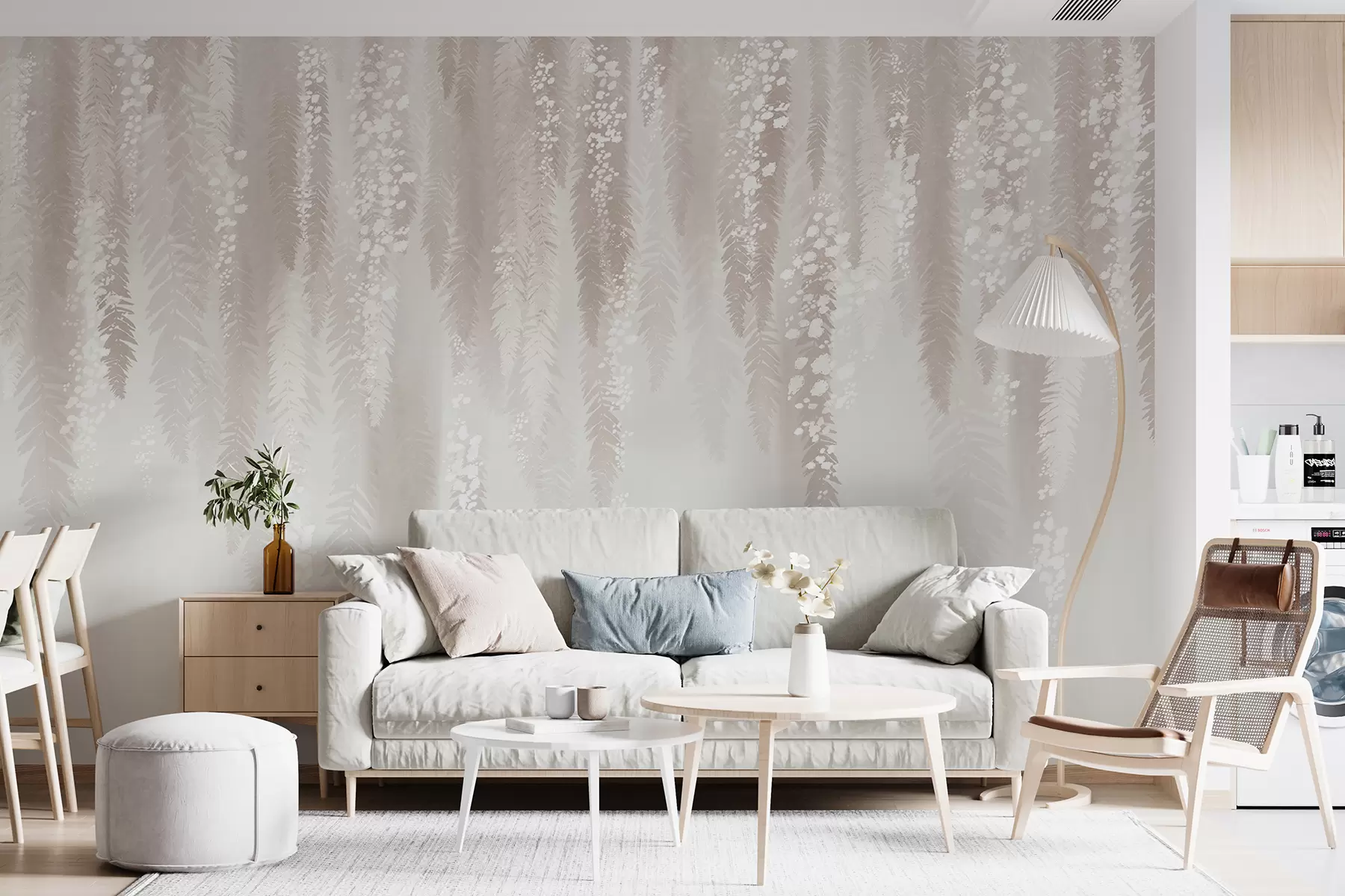 wall murals Ружичасте гране врбе са белим цвећем u95047
