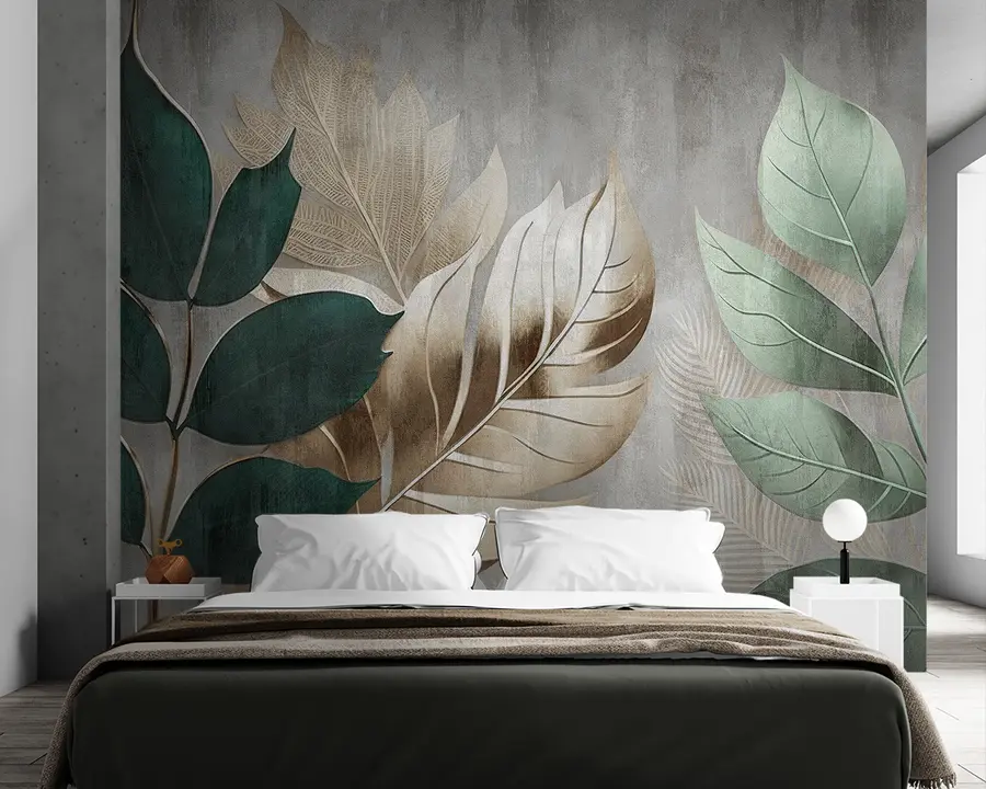 wall murals Лишће на текстурираној позадини u94827