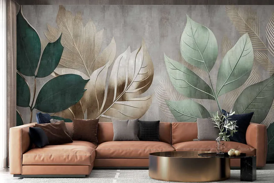 wall murals Лишће на текстурираној позадини u94827