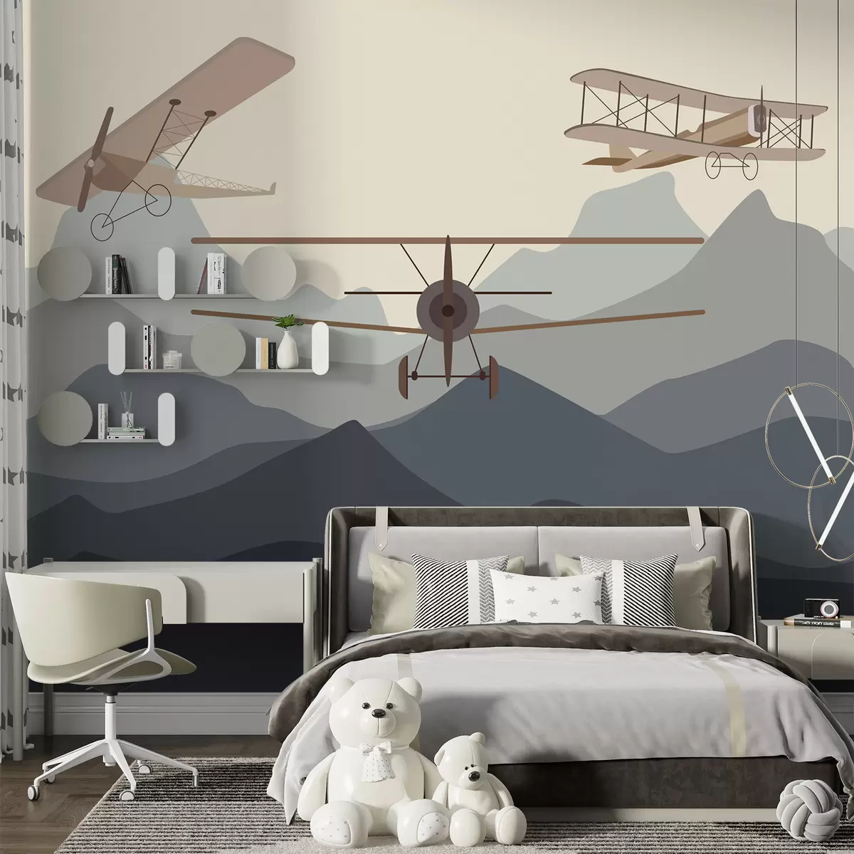 wall murals Винтаге авиони међу планинама u95782