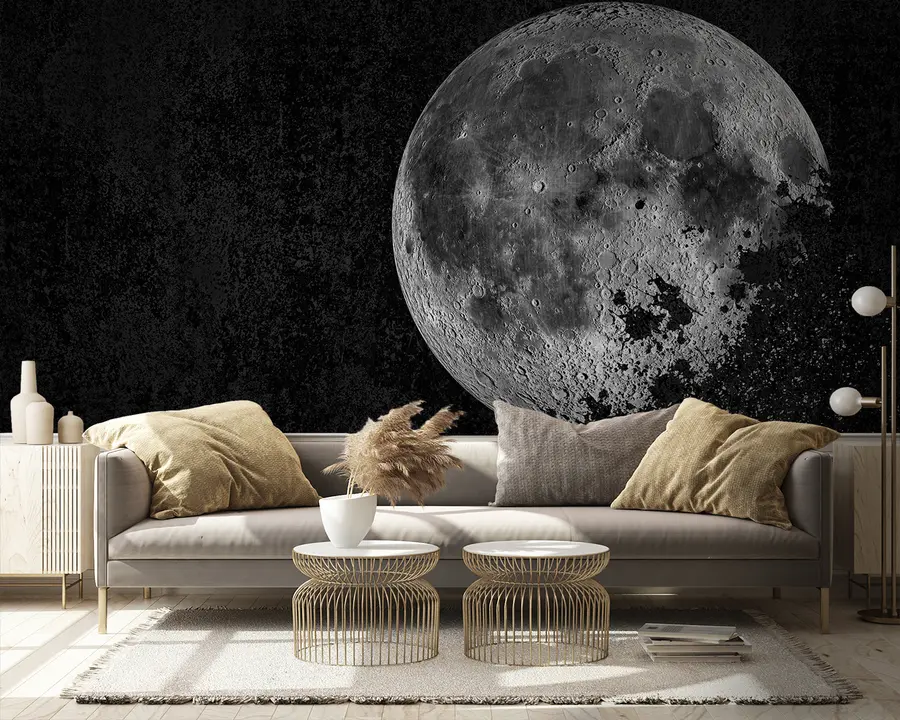 wall murals Дизајн тапета са раствореним месецом на црној грунге позадини u95521