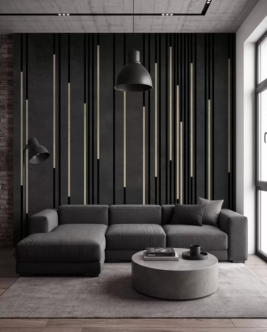 wall murals Mesingane linije na crnom u95905
