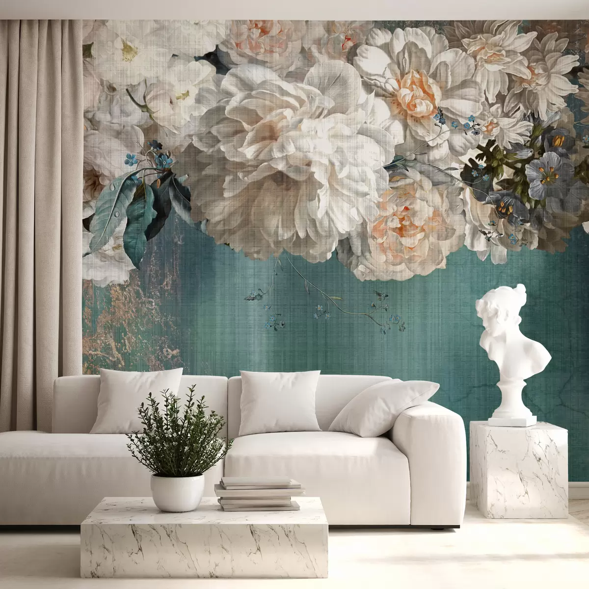 wall murals Биг Бујно букет цвећа са текстуром грунге u95430