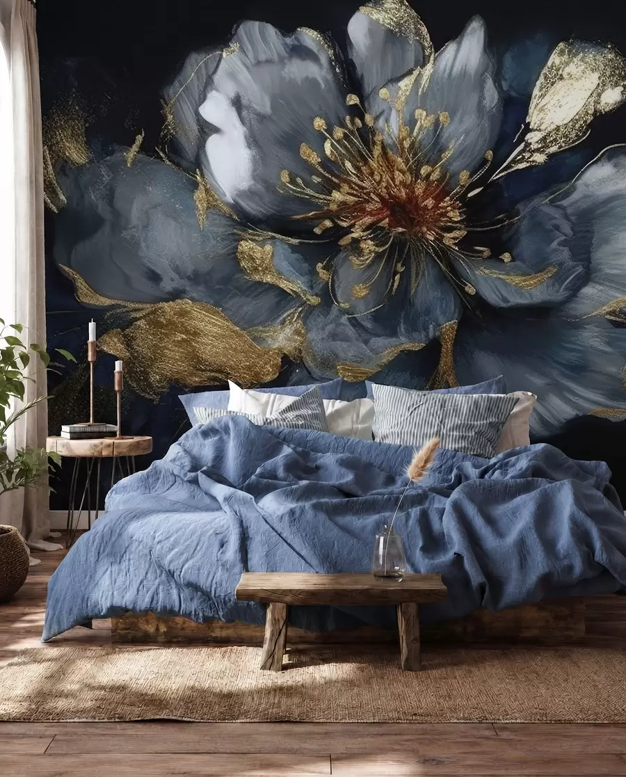 wall murals Велики плави цвет са венама u95657