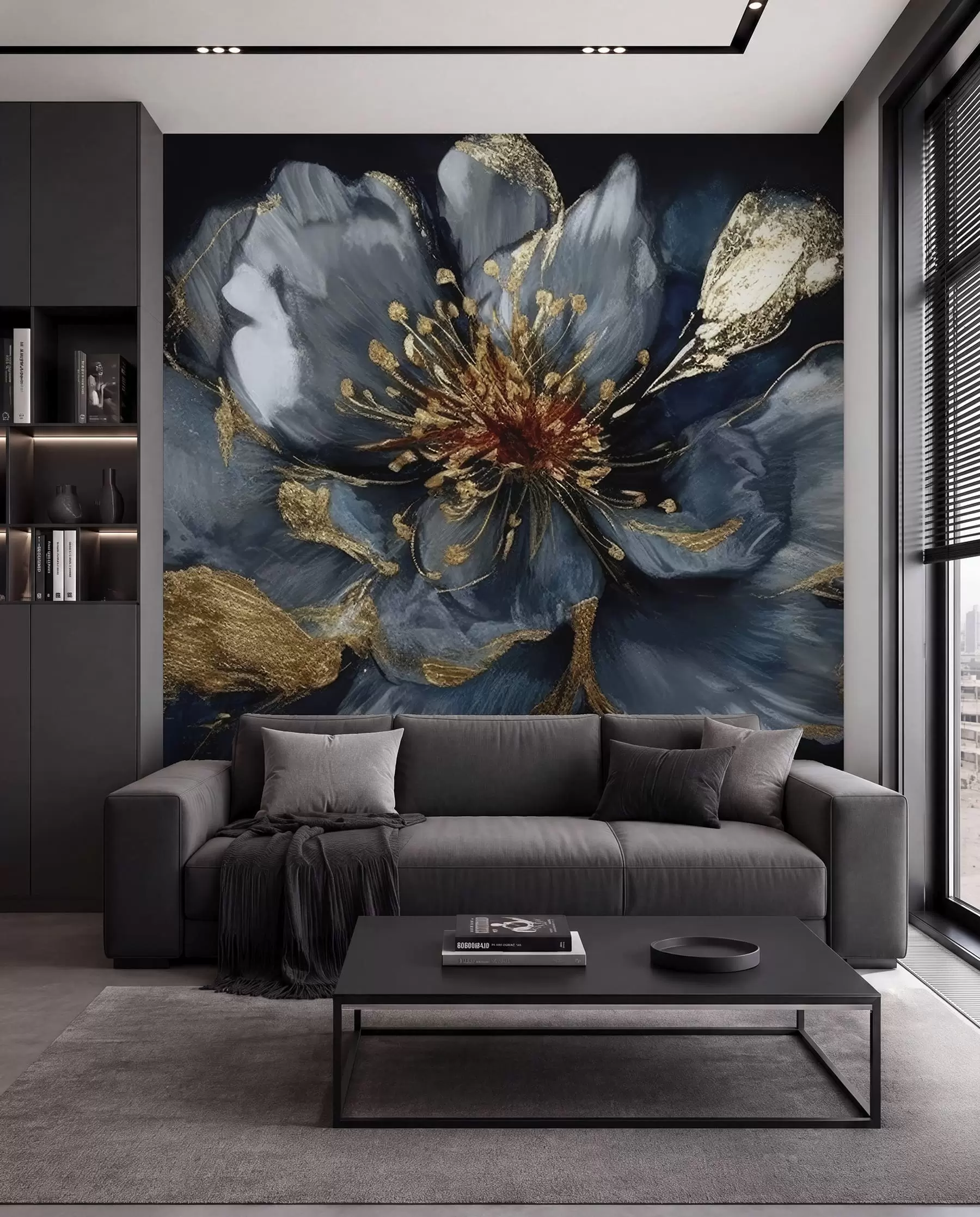 wall murals Велики плави цвет са венама u95657
