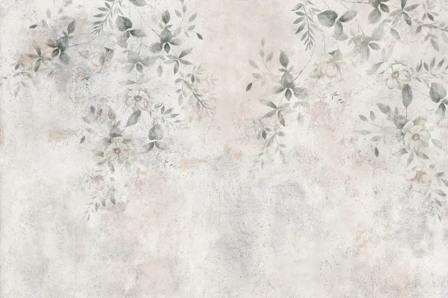 wall murals Цвеће са подружницама на минимализму бетонских грунгија u96140
