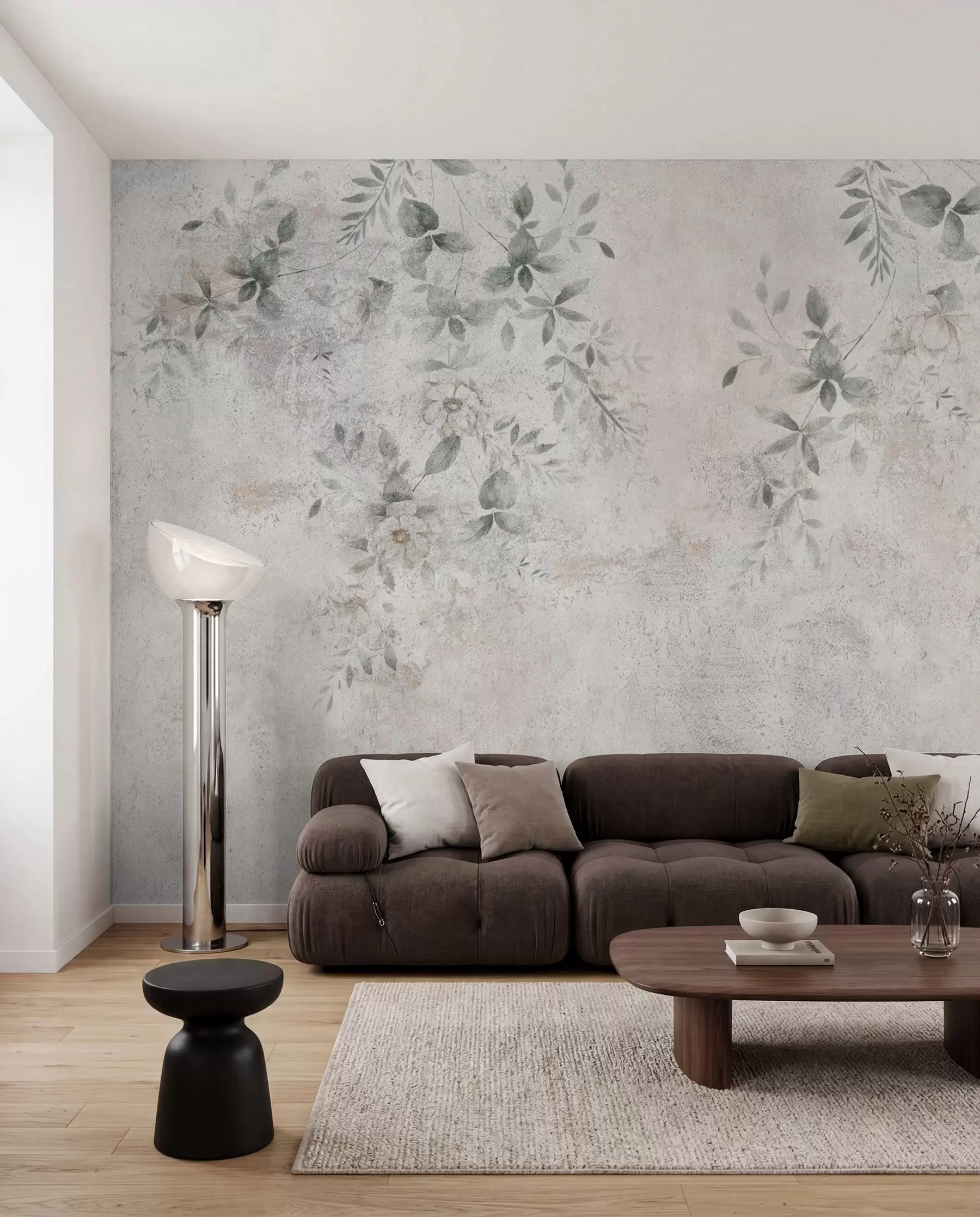 wall murals Цвеће са подружницама на минимализму бетонских грунгија u96140