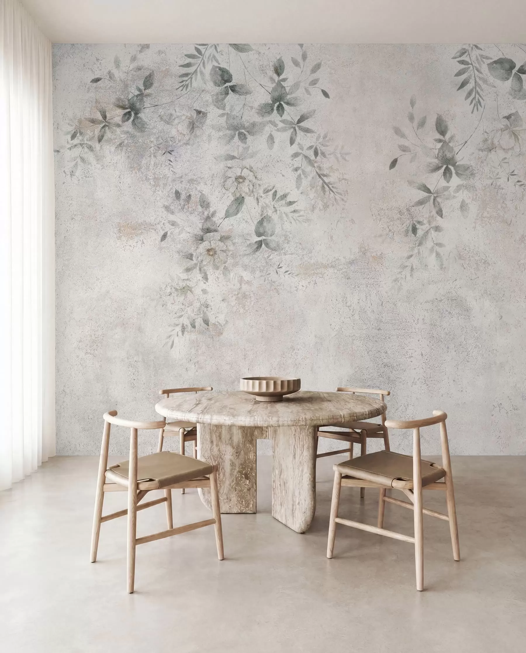 wall murals Цвеће са подружницама на минимализму бетонских грунгија u96140
