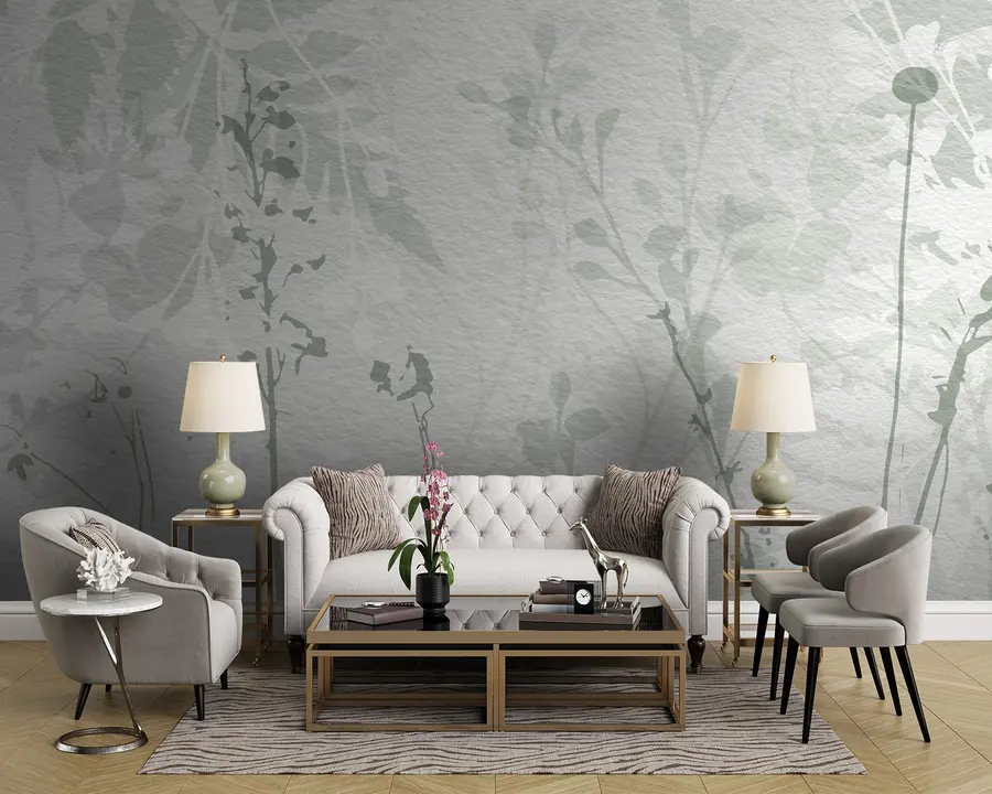 wall murals Флорална позадина са воденим костима у бежом тоновима u96104