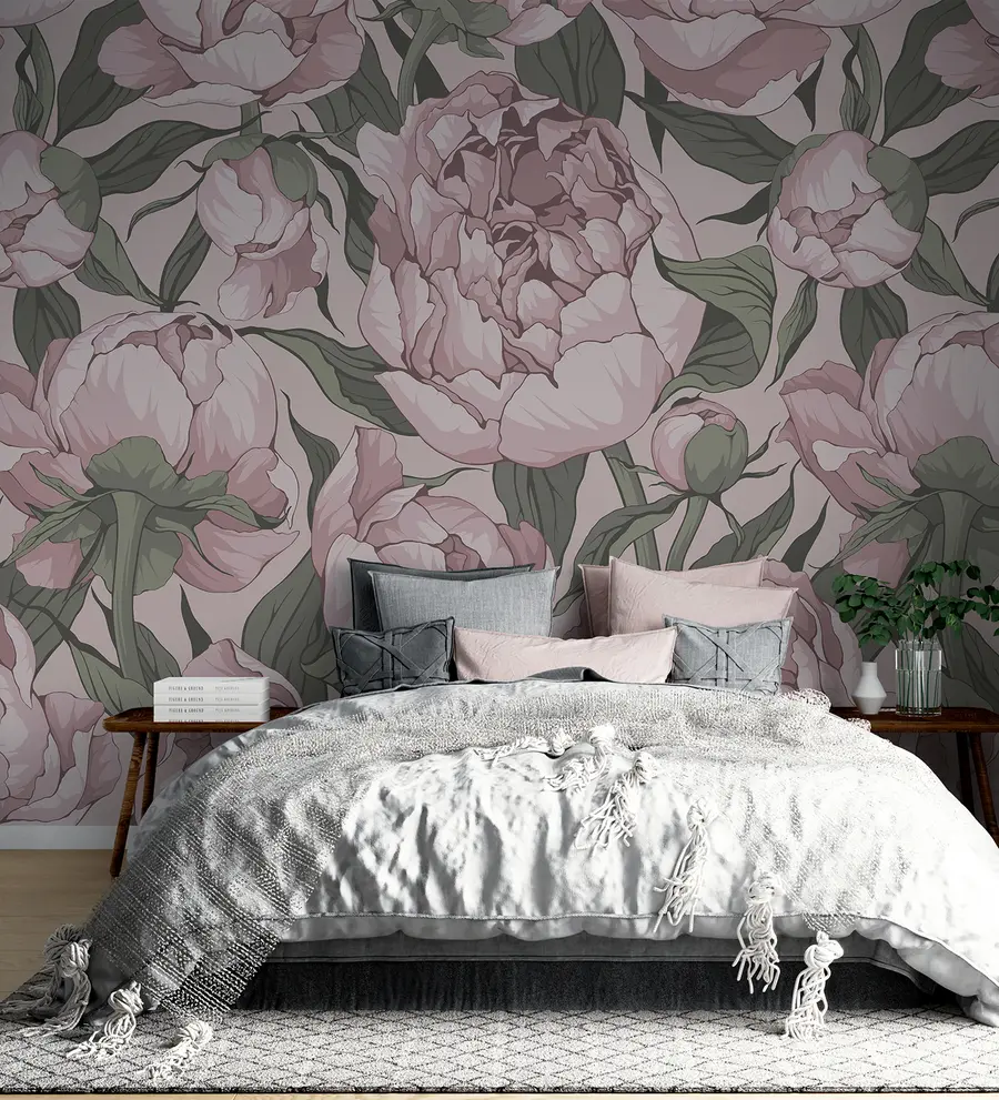 wall murals Цветање божура у пастелним бојама u95849