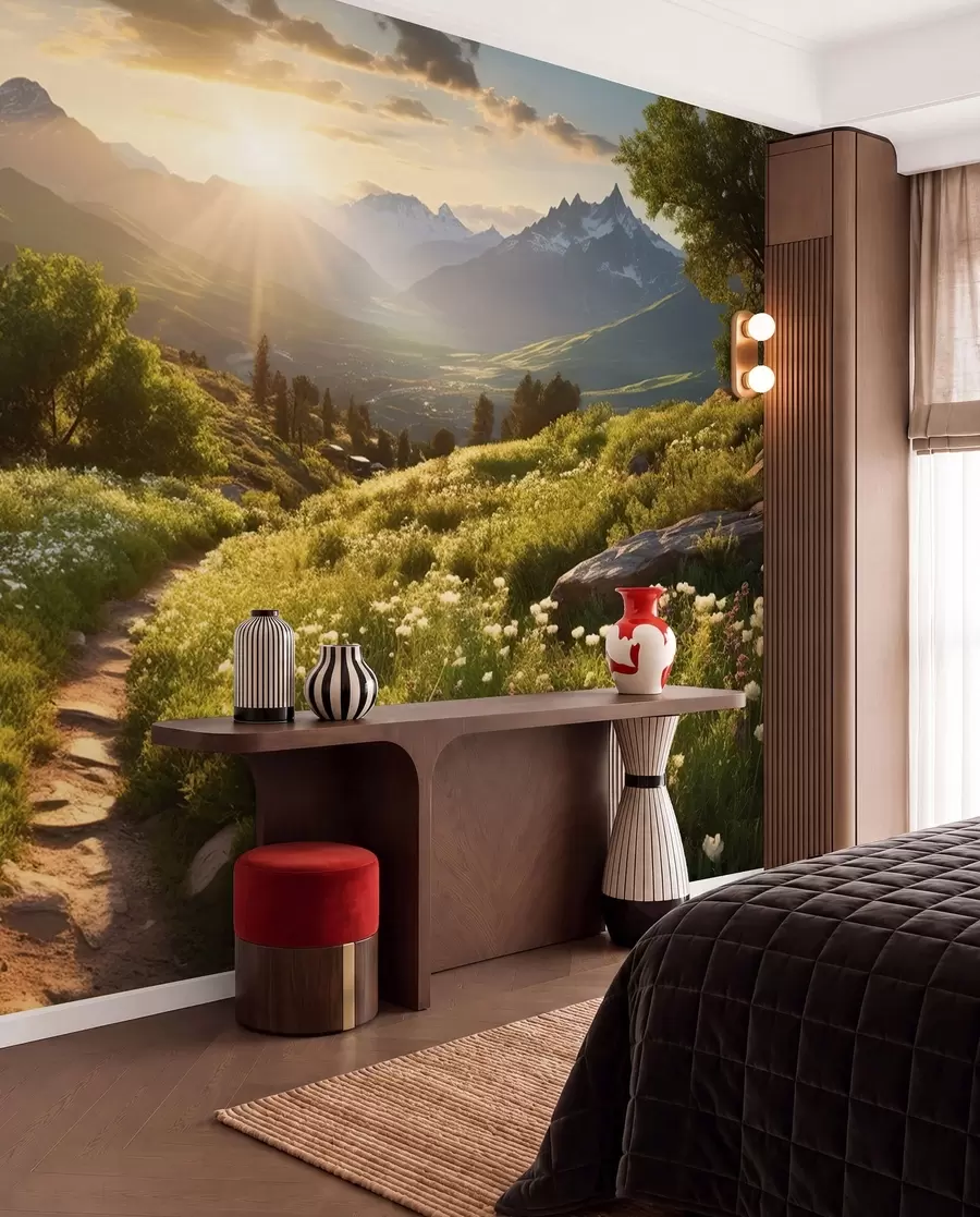 wall murals Планински пејзаж залазак сунца u96209