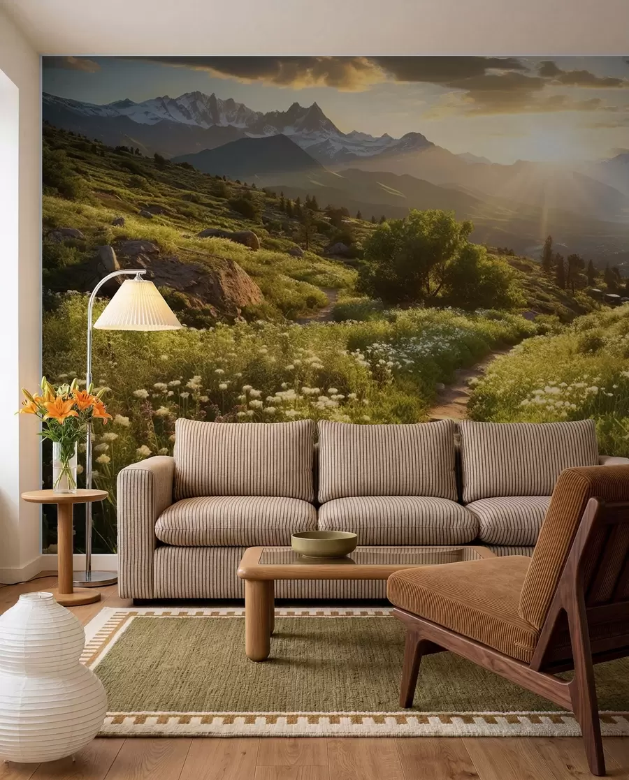 wall murals Планински пејзаж залазак сунца u96209