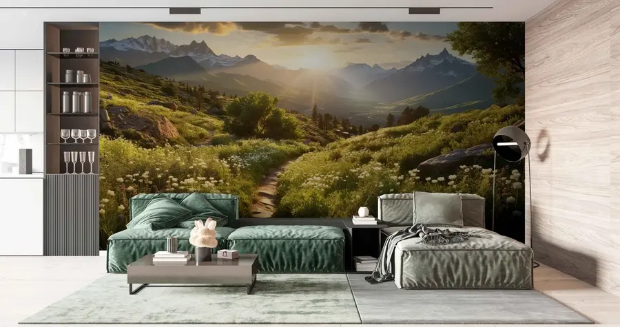 wall murals Планински пејзаж залазак сунца u96209