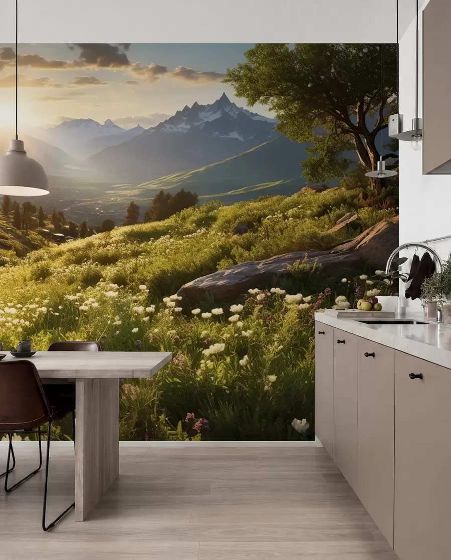 wall murals Планински пејзаж залазак сунца u96209