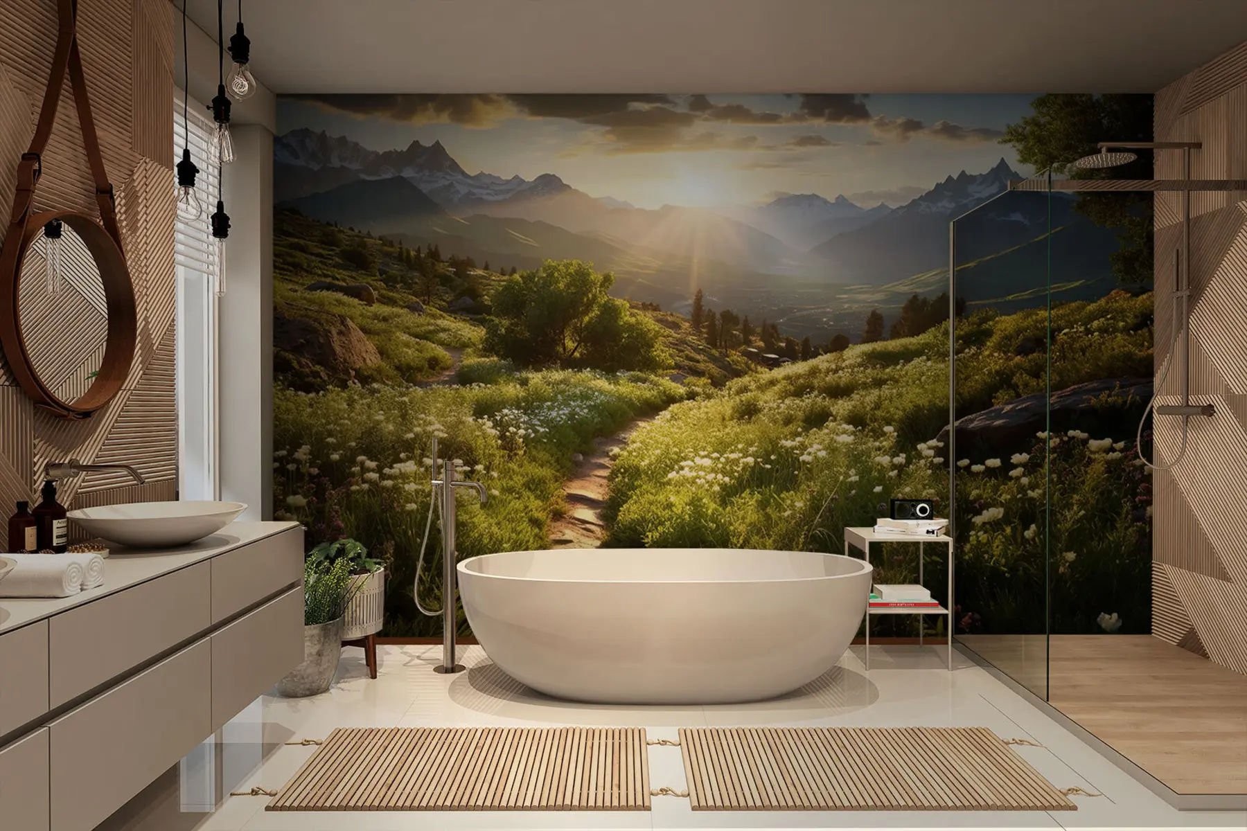 wall murals Планински пејзаж залазак сунца u96209