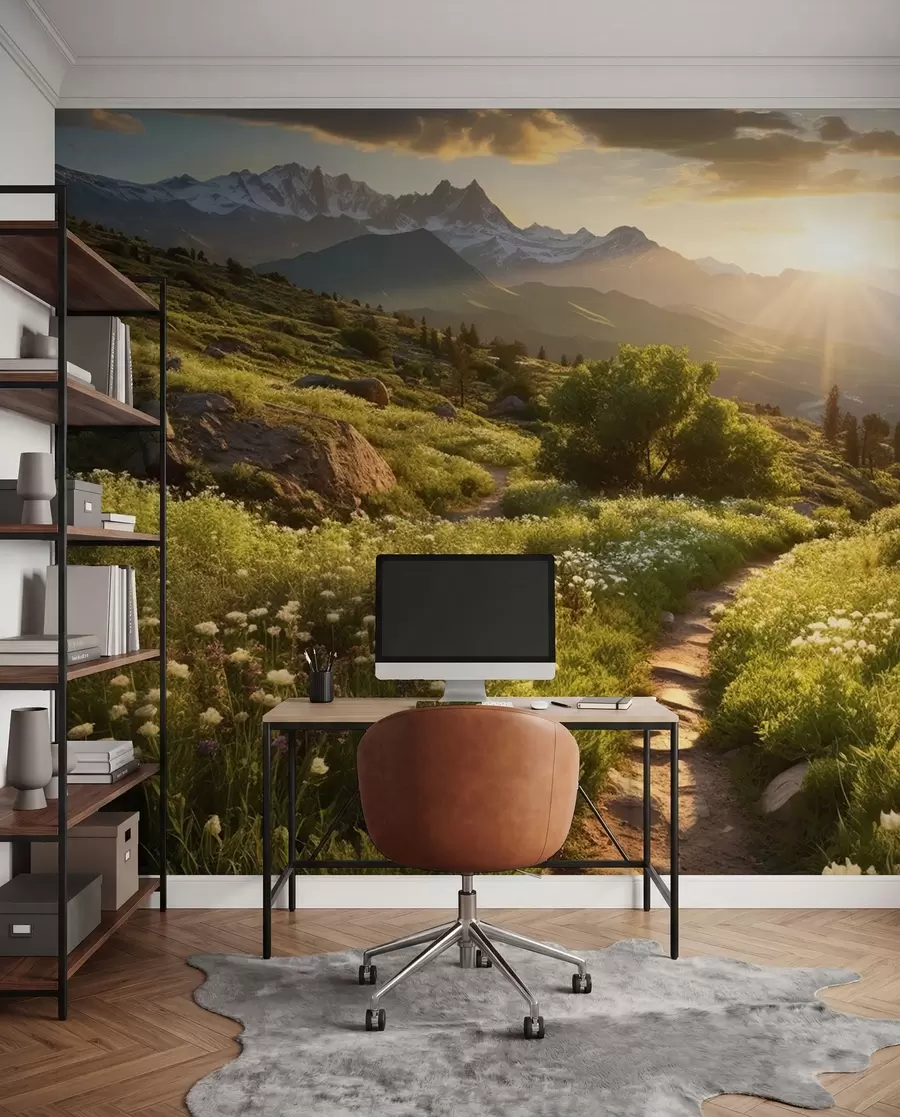 wall murals Планински пејзаж залазак сунца u96209