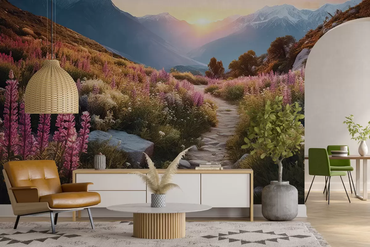wall murals Планински пејзаж Магично цвеће u96210