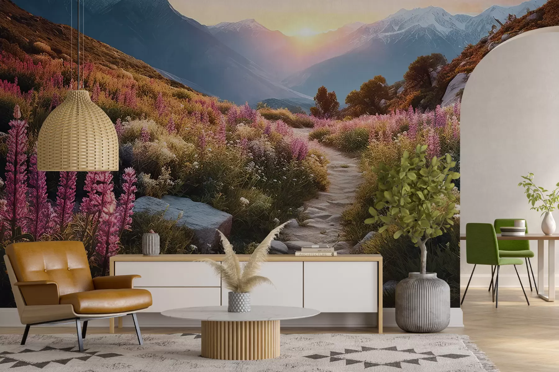 wall murals Планински пејзаж Магично цвеће u96210